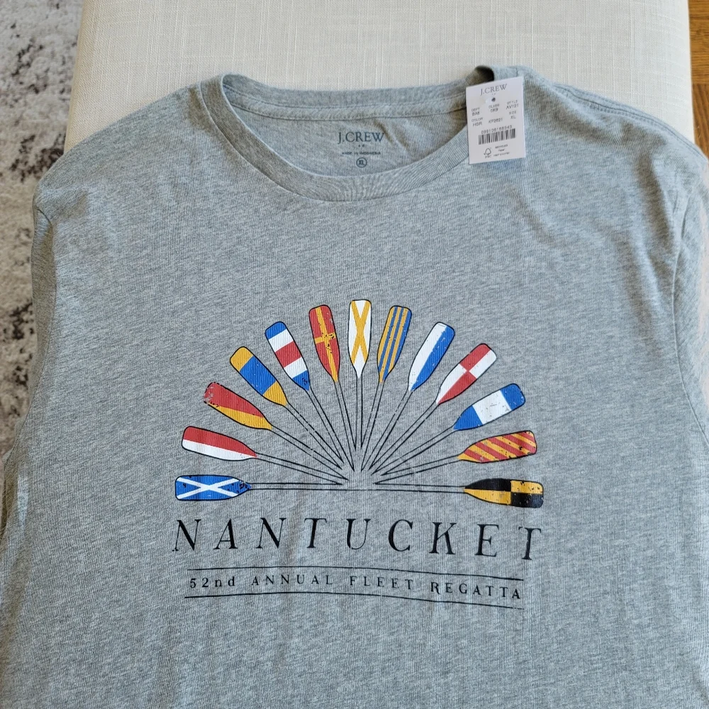 New! J. Crew sz XL X-Large Nantucket Oars Graphic Gray T-shirt Top NWT